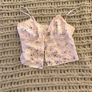 Garage Floral Lace Cami in Cream and Blue